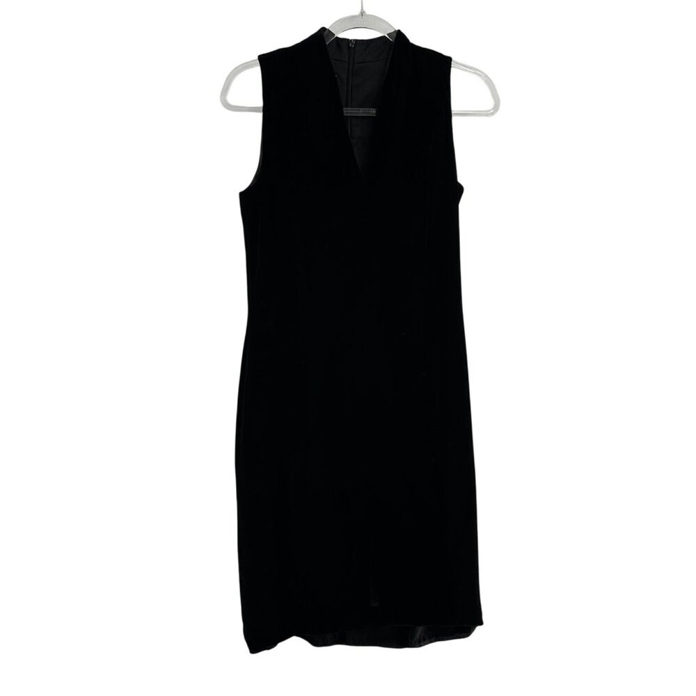 Jones New‎ York Dress 4 Black Sleeveless Velvet Sheath Silk Old Money Luxury a